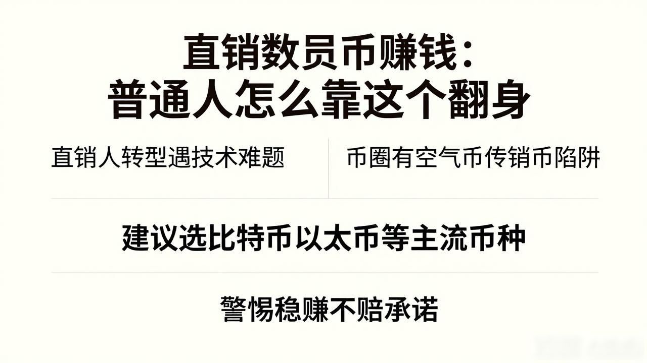 直销数字货币赚钱：普通人怎么靠这个翻身