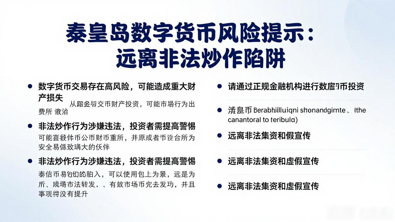 秦皇岛数字货币风险提示：远离非法炒作陷阱
